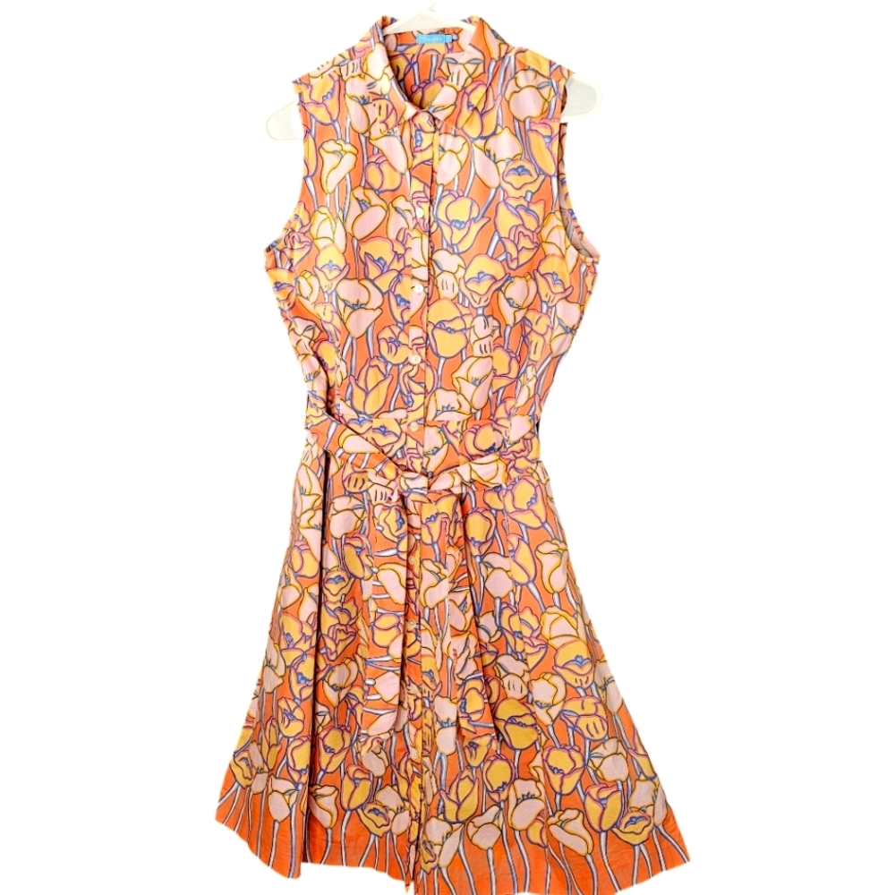 J. McLaughlin Tulip Shirt Midi Dress Sleeveless Spring Wedding Shower M